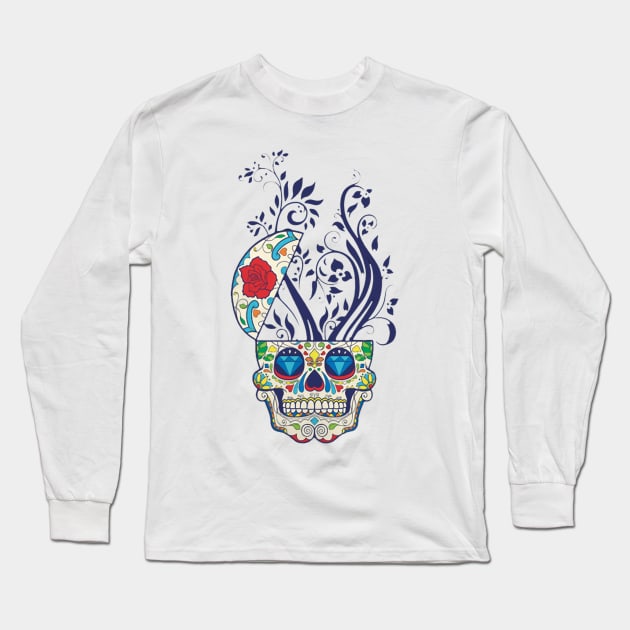 The Brain Flower on Head Skull Icon Long Sleeve T-Shirt by asokabudaya